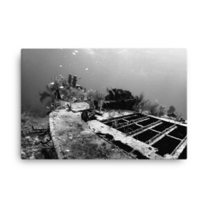 Black & White Sunken Shipwreck Canvas